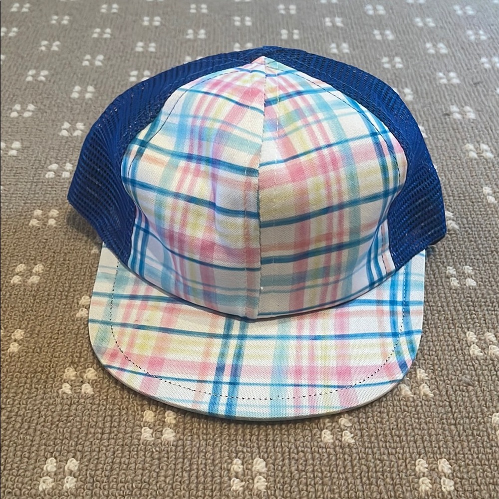 Plaid Trucker Hat with Blue Mesh